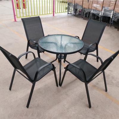 China Durable / Waterproof Teslin Outdoor Patio Garden Furniture Bistros Set Metal Iron Garden Dining Table And Backyard Chair for sale