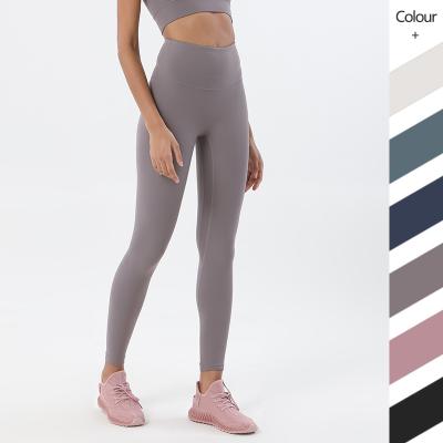 China A antibacterial drop in 2021 the high-waist peach buttocks sports fitness double-sided pants hot new sanding nude yoga pants women for sale