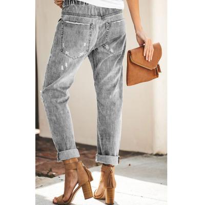 China A QUICK-DRY drop-shipping 2021 hot sale style women's jeans fashion straight-leg casual pants ripped women's jeans for sale