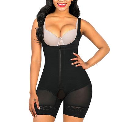 China 2021 custom logo zipper breathable fitness clothing dropshipping women plus size corset butt lift body shaper for sale