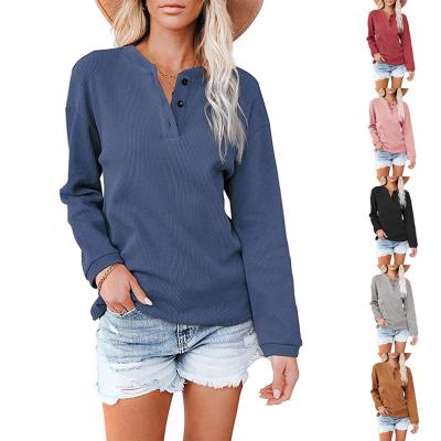 China Anti-wrinkle 2021 autumn and winter new women's tops V-neck twisted T-shirt women's blouses long-sleeved shirts sweaters for sale