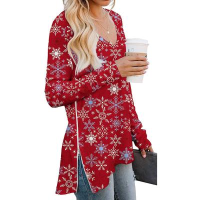 China Anti-wrinkle 2021 autumn and winter new women's zipper v-neck women's blouses double-sided shirts stitching loose long-sleeved women for sale