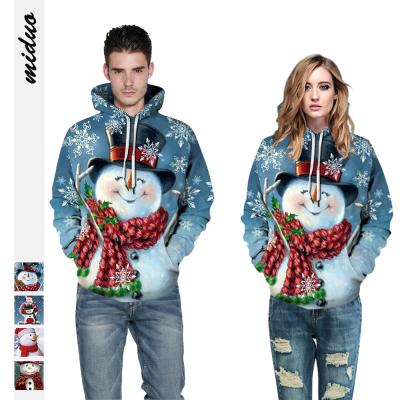 China Customizable Anti-wrinkle 2021 Hot Selling Pattern Snowman Christmas Costume Couple Hooded Sweater Plus Size Women Sweater Print Women Hoodies for sale