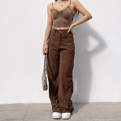 China New Fashion Corduroy Waist Street Style Autumn And Winter QUICK DRY Jogging Pants Wide Leg Casual Straight Thin High Warm Trousers for sale