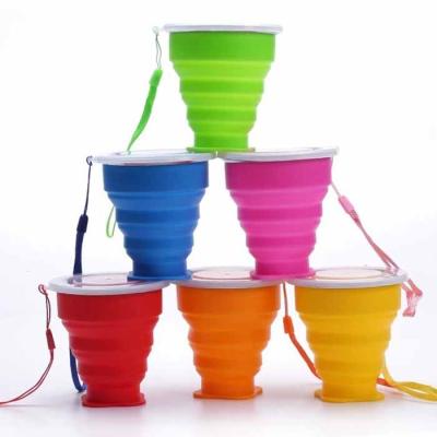 China Durable Silicone 200ml Outdoor Folding Mug Travel Portable Adjustable Tumbler Coffee Cup for sale