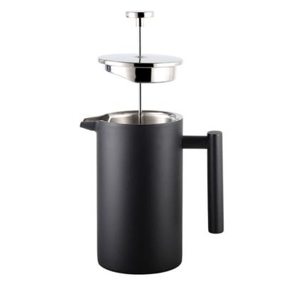 China WITH LID 750ML Black Double Layer 304 Stainless Steel French Press Pot Tea Maker Coffee Utensils for sale