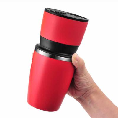 China WITH LID Stainless Steel Red Chemical Burr Grinder Custom Manual Coffee Grinder for sale