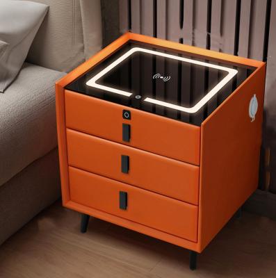 China Simple modern light luxury cabinet multi-functional storage cabinet bedside cabinet wireless intelligent wireless filling bedroom bedside for sale