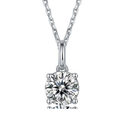 China Jewelry D VVS1 CLASSIC Fine White 925 Silver Solitaire Moissanite Round Necklace For Women for sale