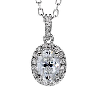 China CLASSIC D VVS1 1ct White Moissanite 925 Sterling Silver Fancy Oval Moissanite Necklace for Women for sale