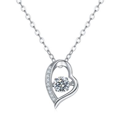 China Cute Custom Moissanite 14K Diamond Heart Silver Jewelry Necklaces for sale