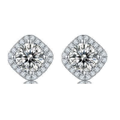 China D color 925 moissanite CLASSIC light luxury silver stud earring all-match lady silver square earring for sale