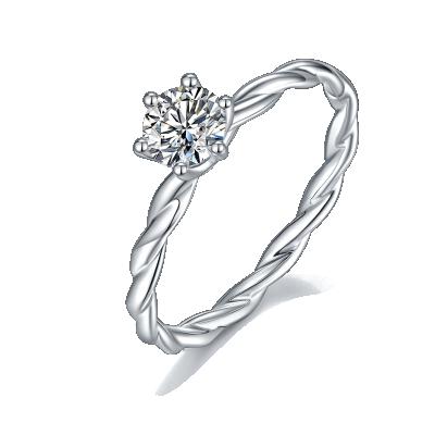 China CLASSIC 925 Sterling Silver Personality Simple Handmade Twist Shape Moissanite Ring Silver Jewelry for sale