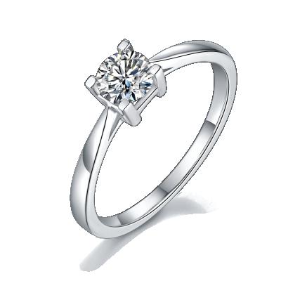 China CLASSIC 0.5 Carat D Color Simple Sterling Silver Four Claw Colorless Moissanite Wind Ring With Certificate for sale