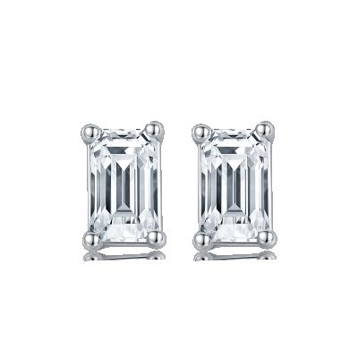 China CLASSIC Thin S925 Sterling Silver Rectangle Moissanite Solitaire Stud Earring For Women for sale