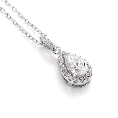 China White CLASSIC Moissanite 925 Sterling Silver Pear Engagement Moissanite Diamond Necklace For Women from D VVS1 1ct for sale