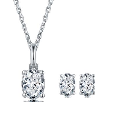 China CLASSIC White D VVS1 S925 Sterling Solitaire Oval Moissanite Rings Earring and Necklace Jewelry Sets for Women for sale