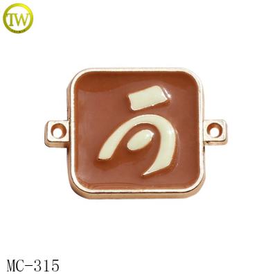 China Sustainable Custom Square Shape Branded Metal Tags Enamel Trademark Logo Soft Metal Garment Label With Holes for sale