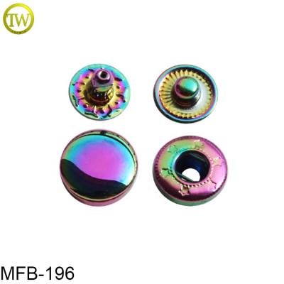 China High Quality Rainbow Round Dry Cleaning Garment Accessories 4 Part Spring Metal Snap Button For Clothes for sale