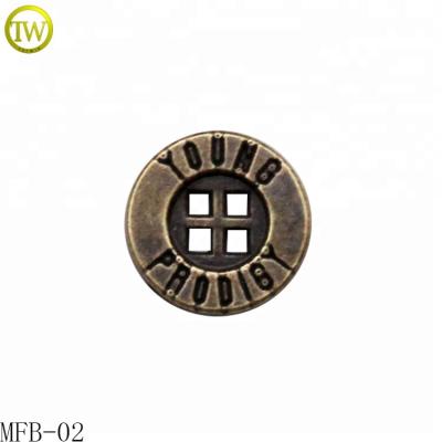 China Custom Antique Dry Cleaning Brass 4 Holes Buttons Brand For Shirts for sale