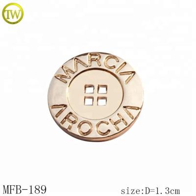 China Custom dry cleaning brand logo deboss metal 4 holes sewing button for clothing for sale