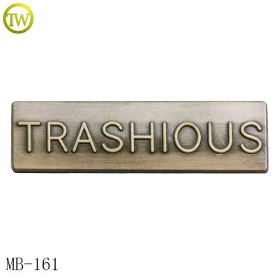 China Nickel Free / Lead Free High Quality Antique Brass Flat Label Custom Logo Embossed Name Badge For Furniture for sale