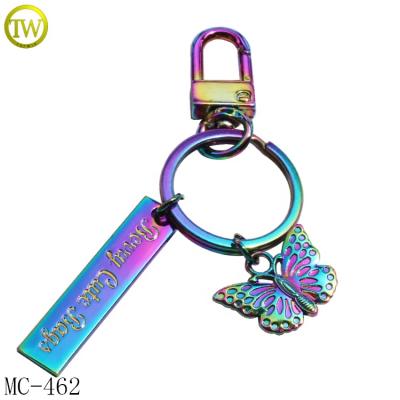 China Nickel Free/Lead Free Best Selling Bag Accessories Keychain Tags Rainbow Chain Dish Accessory Branded Logos With Your Design for sale