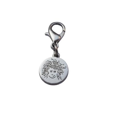 China Nickel Free/Lead Free Loverly Stamping Logo Metal Key Chain Matte Nickel Small Handbag Tag for sale