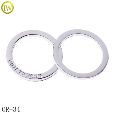 China Nickel Free/Lead Free Swimwear Decorative Buckle Custom Good Quality Stamping Flat Round Metal Big Name Rings For Bags for sale