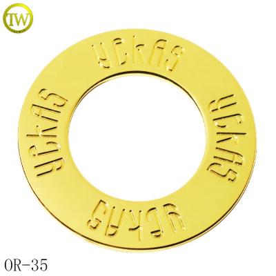 China Nickel Custom Engraved Name Metal O Ring Swimwear Gold Accessory Gold Logo Flat Buckle Clips Good Plating Free/Lead Free For Clothes for sale