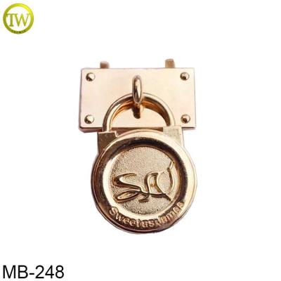 China Nickel Free Light Weight Gold Metal Padlock / Lead Free Nickel For Handbag Metal Logo Lock With Pin for sale