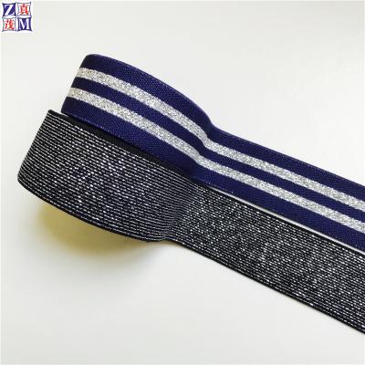 China High Quality Viable Stripe Glitter Gold Ribbon Elastic Band for sale