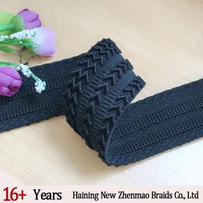 China 40mm Nice Jacquard Woven Black Elastic Band Viable Factory Customized for sale