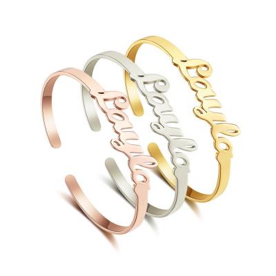 China FASHIONABLE Custom Name Bangle Women's Custom Name 18K Gold Bangle Fashion Jewelry Bangle Accessories Gift. for sale