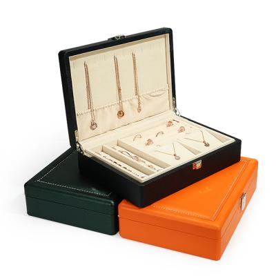 China WYP Wholesale Custom Black Leather Jewelry Box Ring Necklace Earrings Leather Craft Gifts Receiving Display Box Jewelry Storage Box for sale