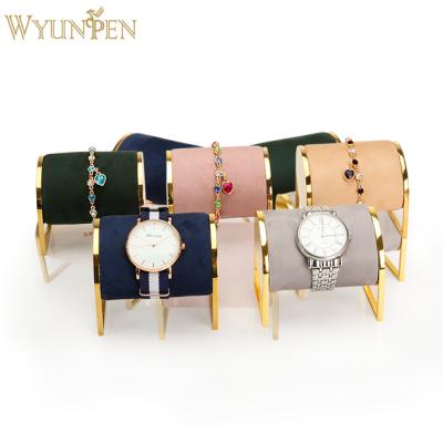 China Morden WYP factory custom metal jewelry bracelet display stand jewelry bracelet display rack suede leather watch display stand for sale