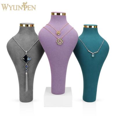 China For Earirng WYP Wholesale Custom Luxury Fine Art Microfiber Jewelry Necklace Display Bust With Metal Base for sale