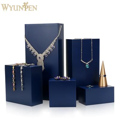 China For jewelry display earirng WYP jewelry display set jewelry display table stand fast ship custom luxury blue window accessory for sale