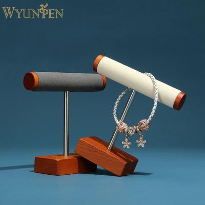 China Morden WYP Luxury Wooden Metal Jewelry Display Stand Windows T Bar Watch Stand Necklace Holder Jewelry Display for sale