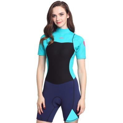 China Women 2MM Antibacterial Short Sleeve Neoprene Wetsuit Short Legs Surfing One Piece Swimming Wetsuits Surfing Wetsuit for sale