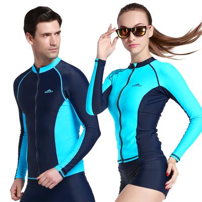 China Adult Sbart Rashie Rashie Rashguard Front Zipper Swim Shirt Quick Dry Rashguard UV Protection High Elastic Long Sleeve Rashguard Surfing Rash Guard for sale