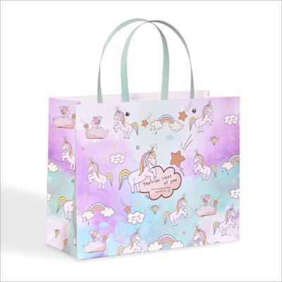 China Recyclable Cute Cartoon Gift Bag Unicorn Children Eco - Friendly Bag for sale