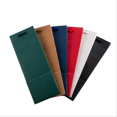 China Recyclable Custom Kraft Paper Bag With Single Or Double Handle Red Wine Champagne Gift Bottle Tea Strong Thick Bottom Imprinting Your Logo for sale