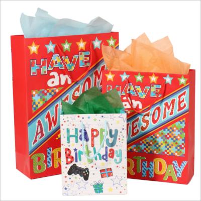 China Lovely Colorful Children's Recyclable Handheld Happy Birthday Gift Bag Children's Birthday Gift Paper Bag for sale