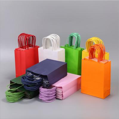 China 2022 Materials 2022 Recycled Materials Kraft Paper Bag Rectangular Present Candy Colored Present Candy Colored Shopping Bag Can Be Customized for sale