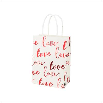 China Manufacturer Recyclable Custom Valentine's Day Paper Bag Custom Wedding Kraft Golden White Handheld Paper Bag for sale