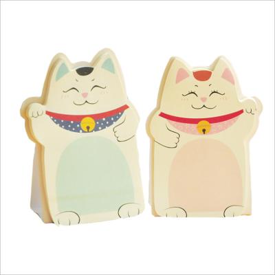 China Cute Self-adhesive Lucky Cat Stick Anomaly Message Notice Sticker N Desktop Can Stand Convenience Times Sticker Memo Pad for sale