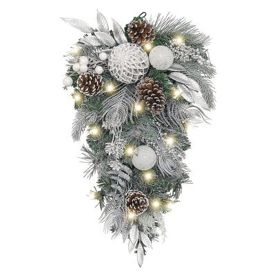 China High Quality Exquisite Christmas Decorations Led Lights Christmas Decorations Silver Swag For Wall&Door Hanging for sale