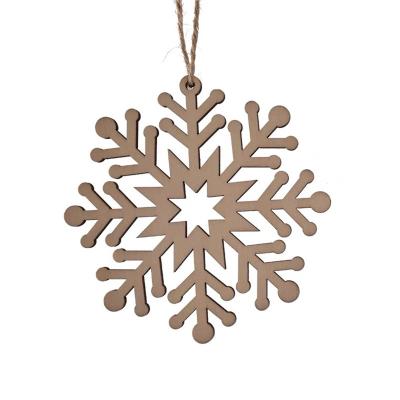 China Hanging Ornament 2022 10CM Snowflakes Hanging Ornament Wooden Christmas Ornaments For Christmas Tree Decoration for sale