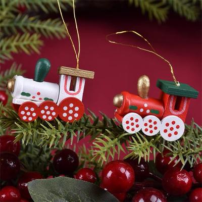 China Childtens 10CM Wooden Christmas Ornament Car Hanging Hanging Ornaments Toy Decorations For Xmas Decorations for sale